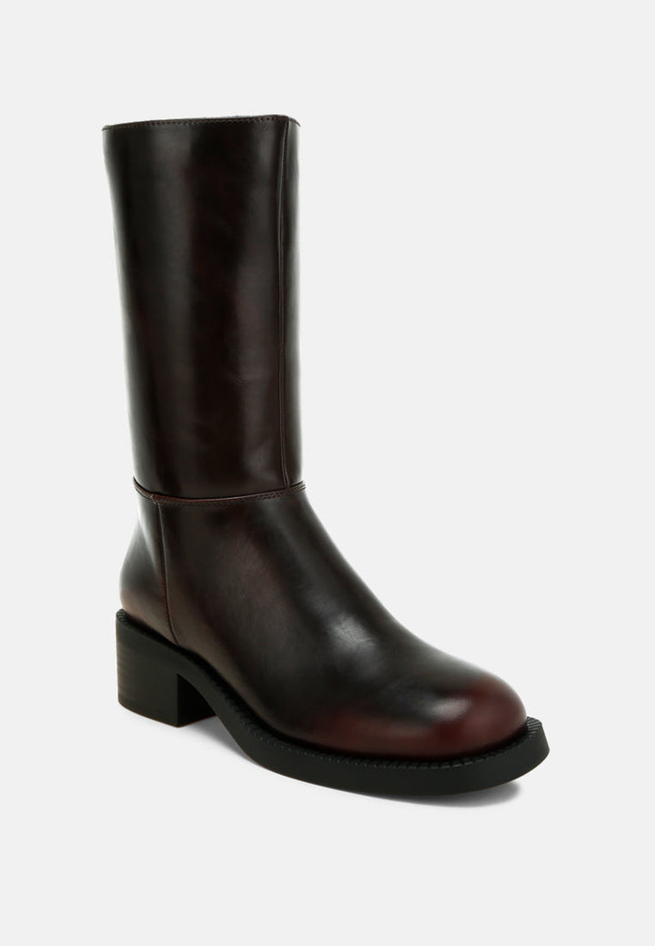 block heel calf boots by ruw#color_brown