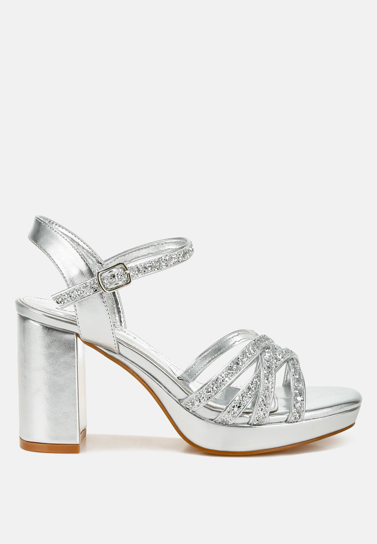 glitter strappy block sandals by ruw#color_silver