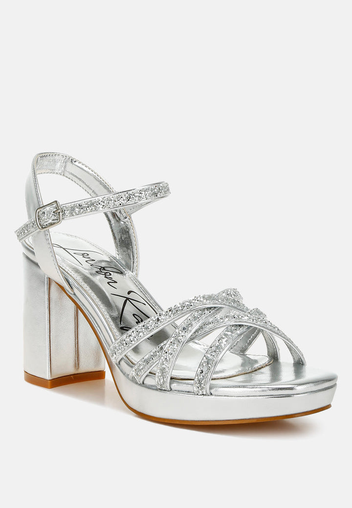 glitter strappy block sandals by ruw#color_silver