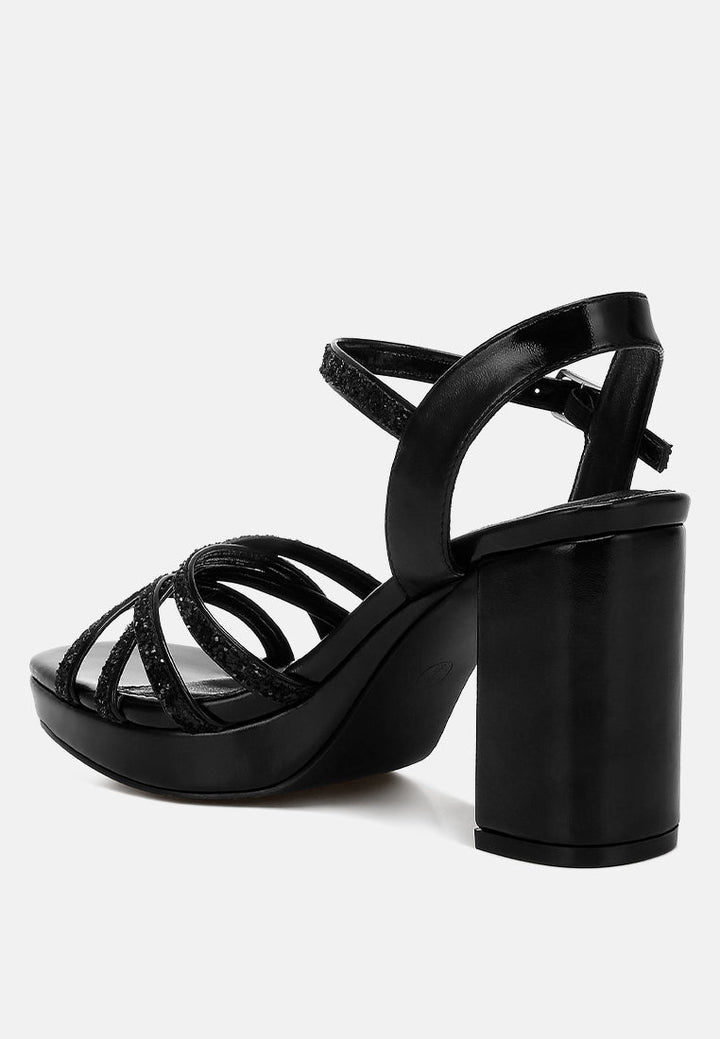 sparks fly glitter strappy block sandals#color_black