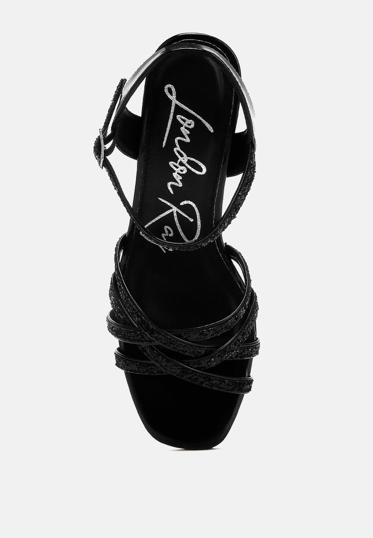 sparks fly glitter strappy block sandals#color_black