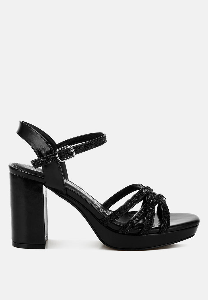 sparks fly glitter strappy block sandals#color_black