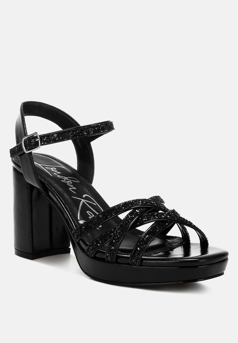 sparks fly glitter strappy block sandals#color_black