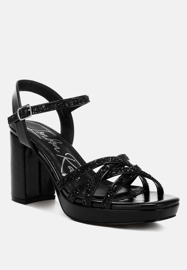 sparks fly glitter strappy block sandals#color_black