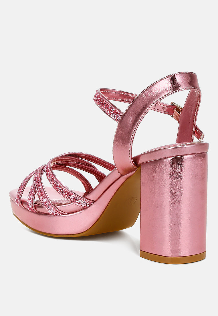 sparks fly glitter strappy block sandals#color_pink