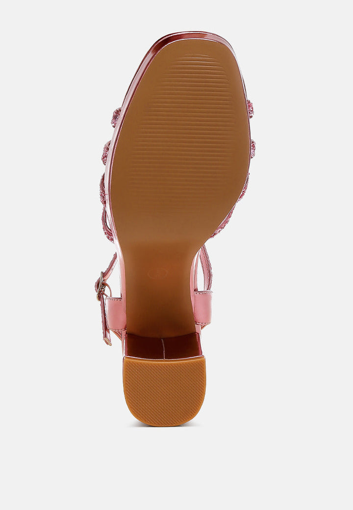 sparks fly glitter strappy block sandals#color_pink