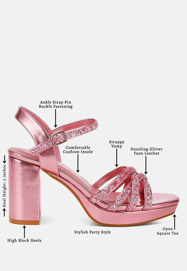 sparks fly glitter strappy block sandals#color_pink