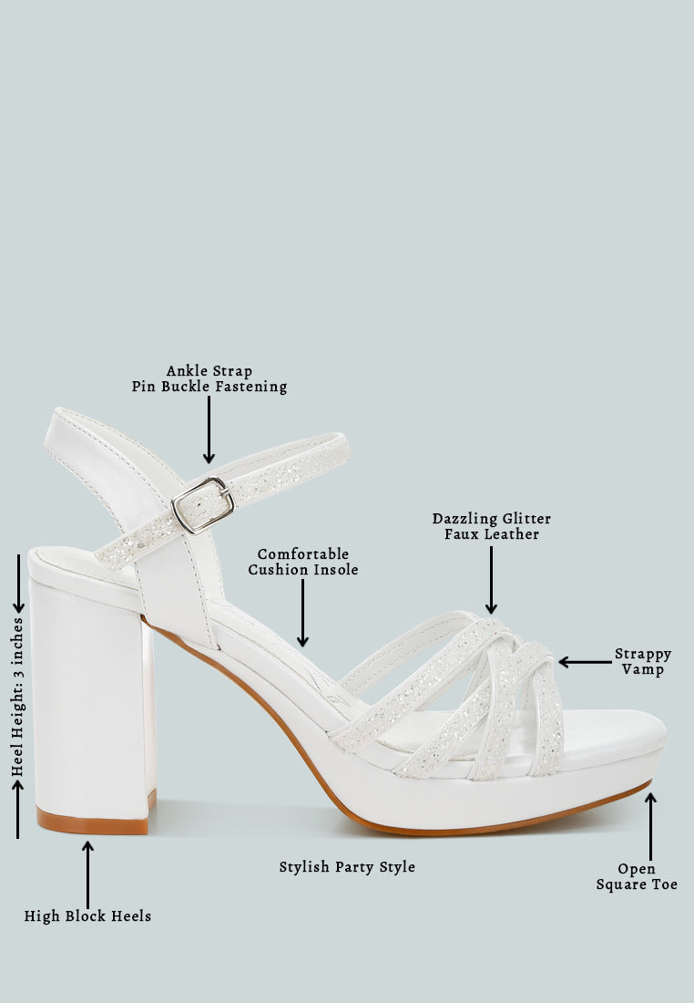 sparks fly glitter strappy block sandals#color_white