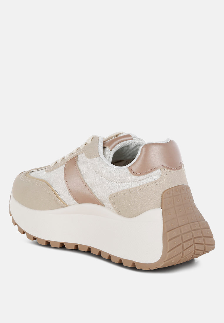 chunky anti-skid lace-up sneakers by ruw#color_beige