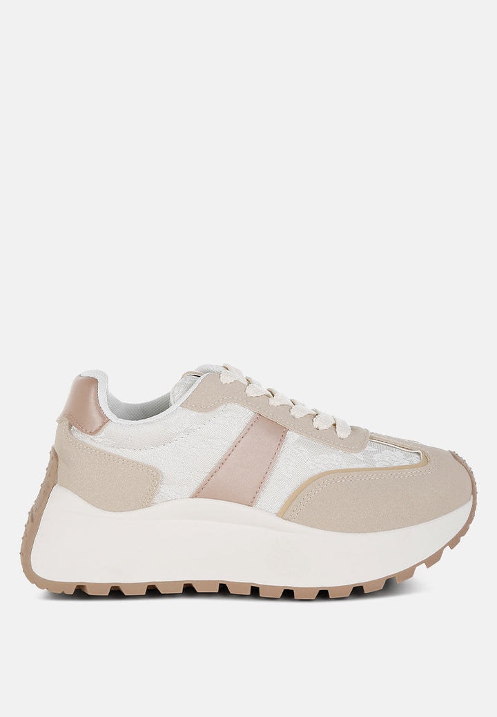 chunky anti-skid lace-up sneakers by ruw#color_beige