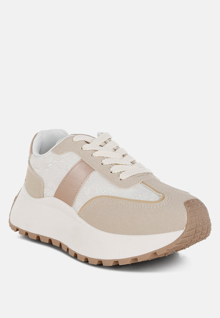 chunky anti-skid lace-up sneakers by ruw#color_beige