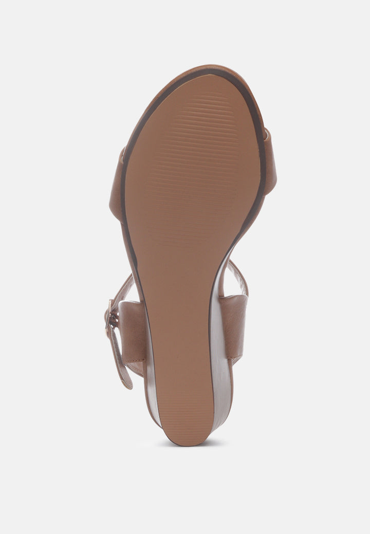 aebbe stack wedge sandals#color_tan