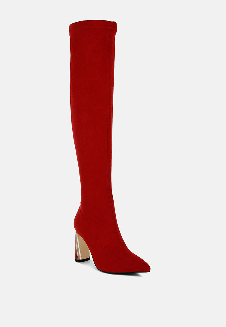 slim block heel long boots by ruw#color_red