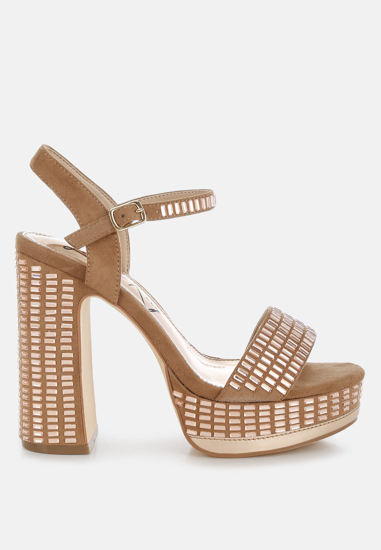 rhinestones embellished ankle strap heels by ruw#color_tan