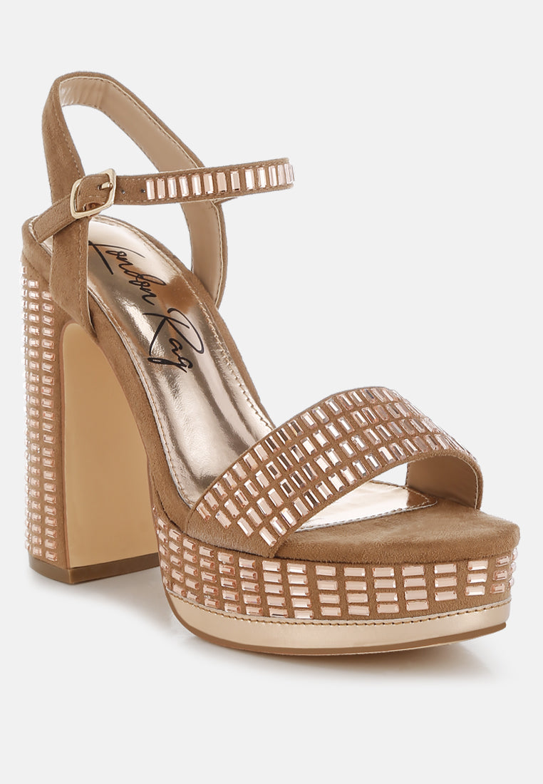 rhinestones embellished ankle strap heels by ruw#color_tan