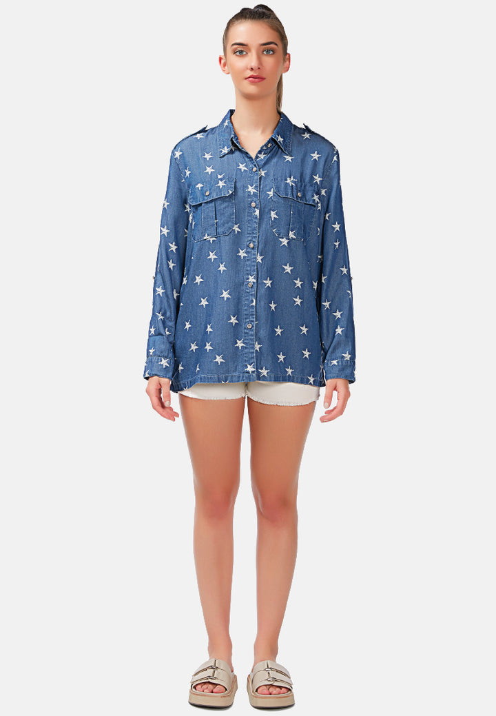 starry night denim shirt#color_blue