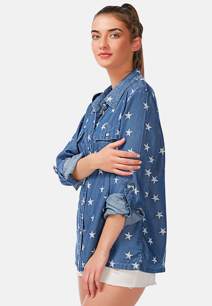 starry night denim shirt#color_blue