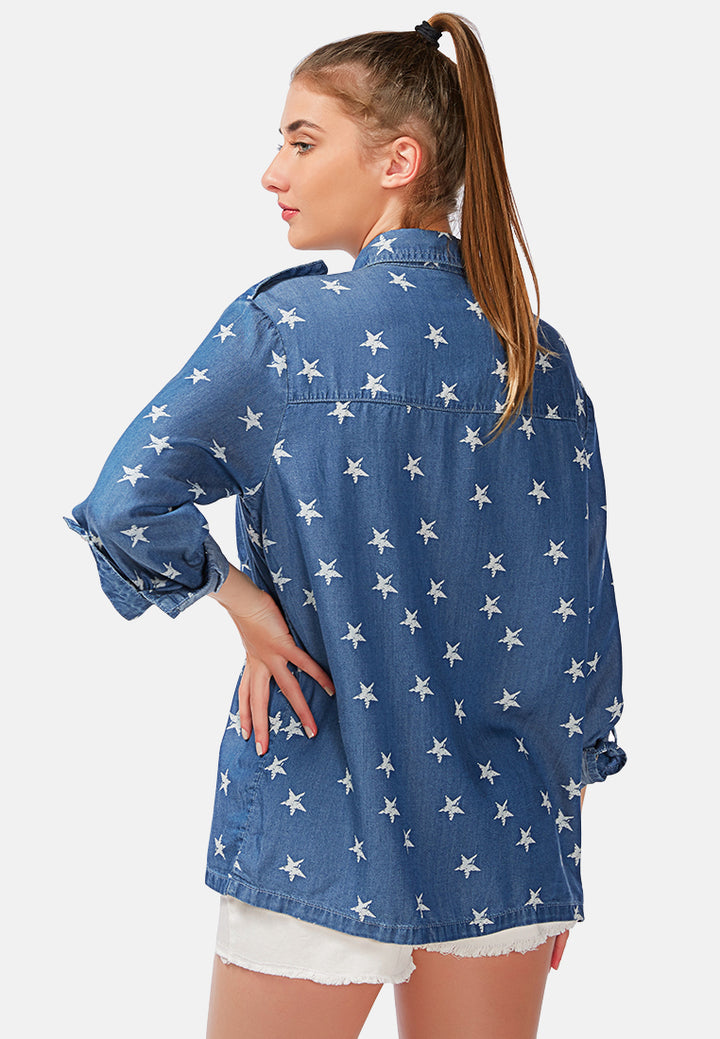 starry night denim shirt#color_blue