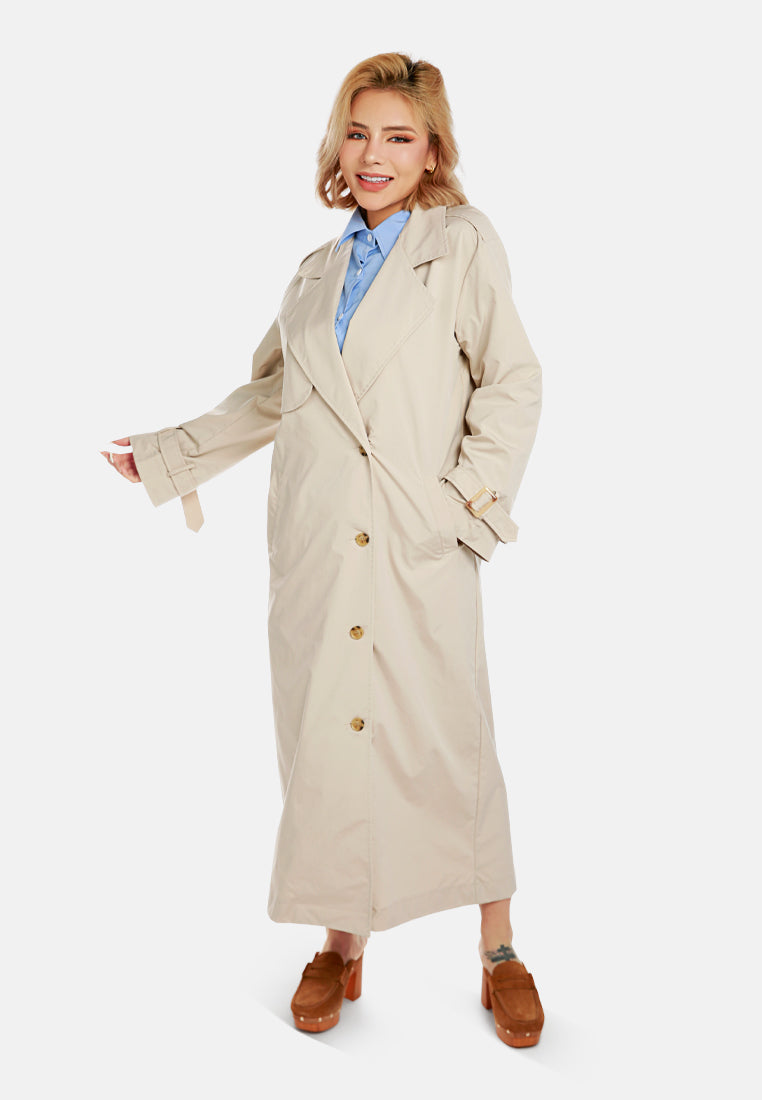 notched double breasted trench coat by RUW#color_stone