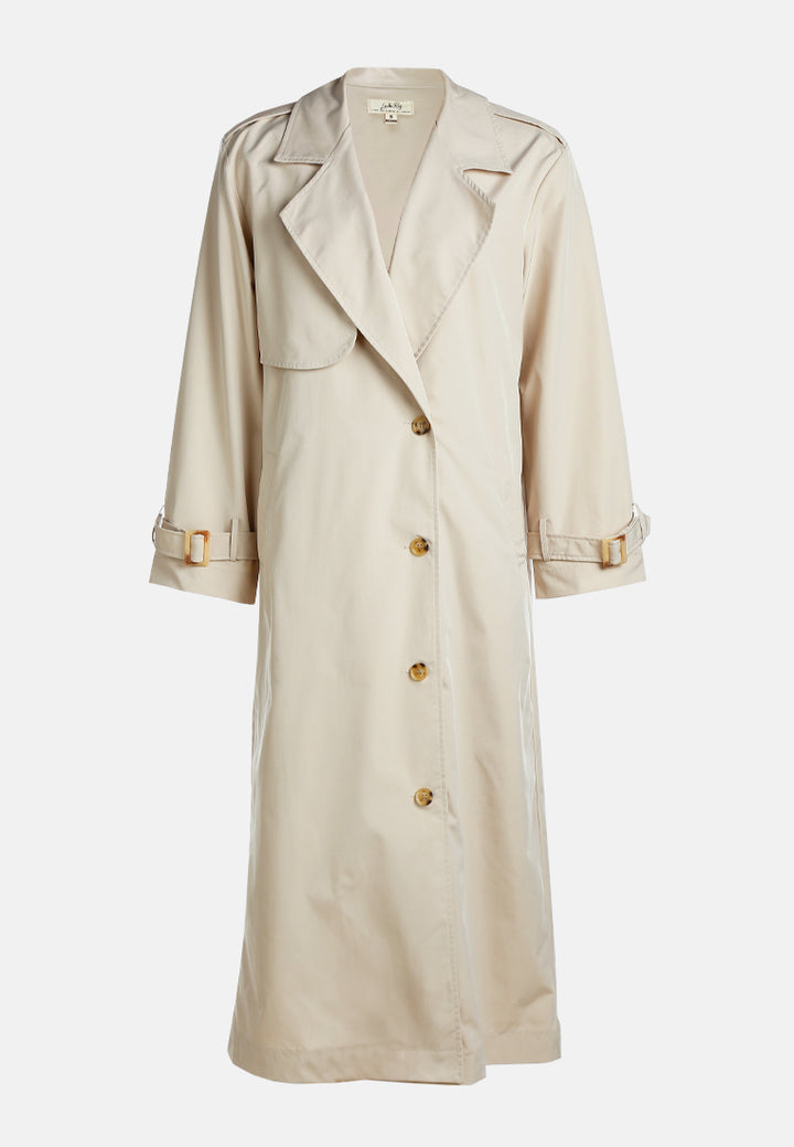 notched double breasted trench coat by ruw#color_stone