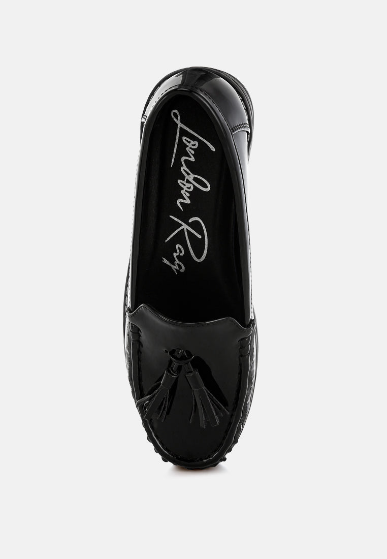 tassel detail flatform loafers by ruw#color_black