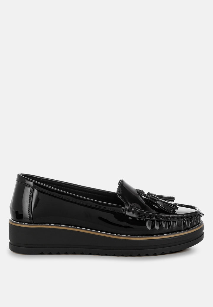 tassel detail flatform loafers by ruw#color_black