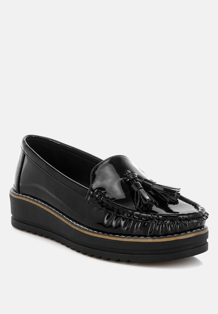 tassel detail flatform loafers by ruw#color_black