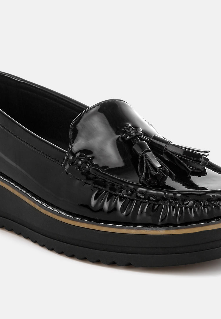 tassel detail flatform loafers by ruw#color_black