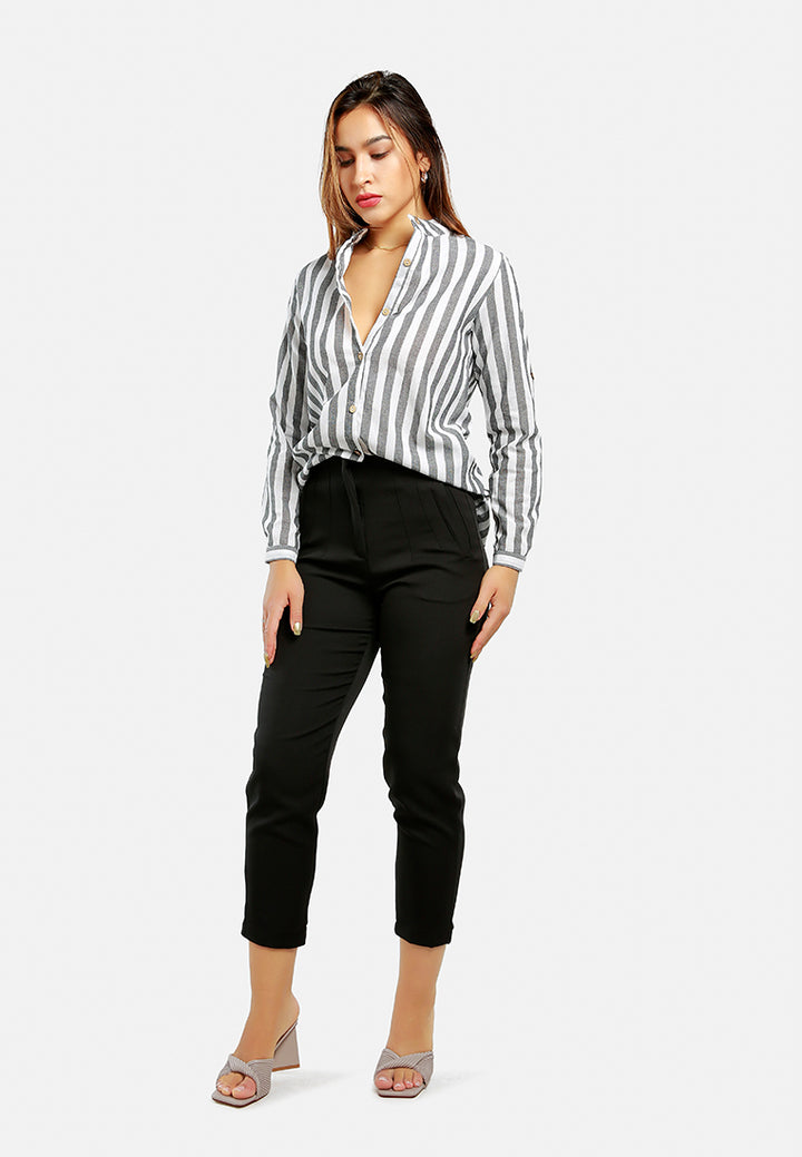 striped long sleeve shirt#color_black