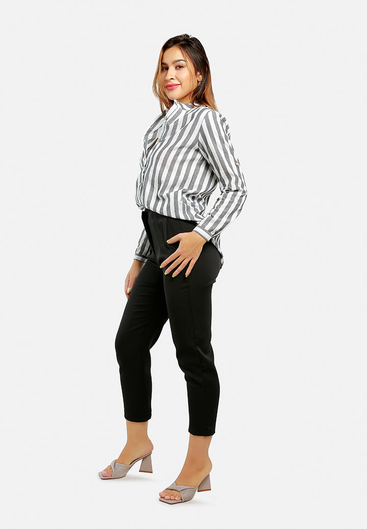 striped long sleeve shirt#color_black