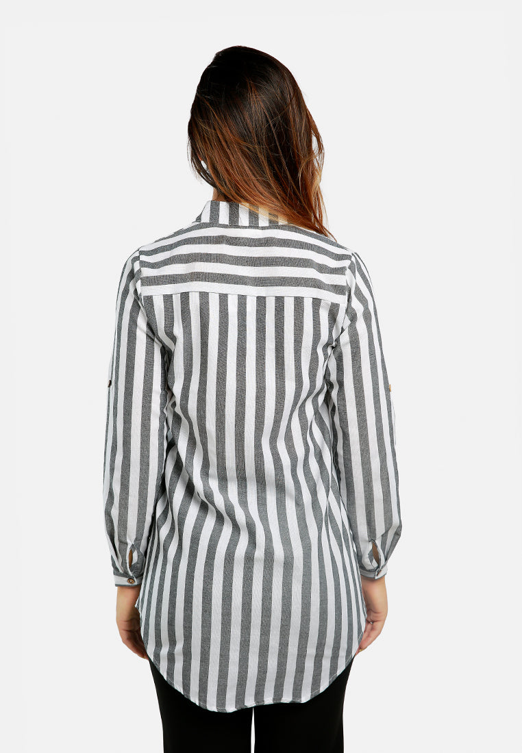 striped long sleeve shirt#color_black