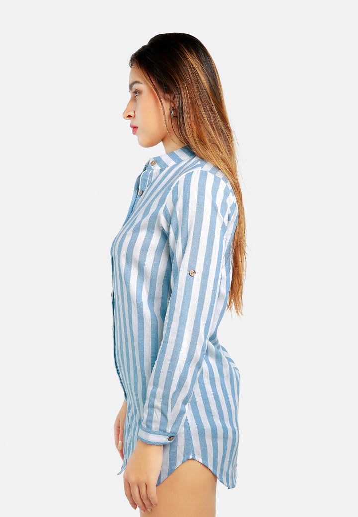 striped long sleeve shirt#color_aqua-blue