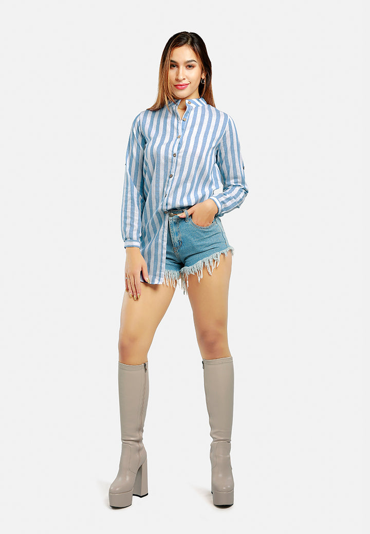 striped long sleeve shirt#color_aqua-blue