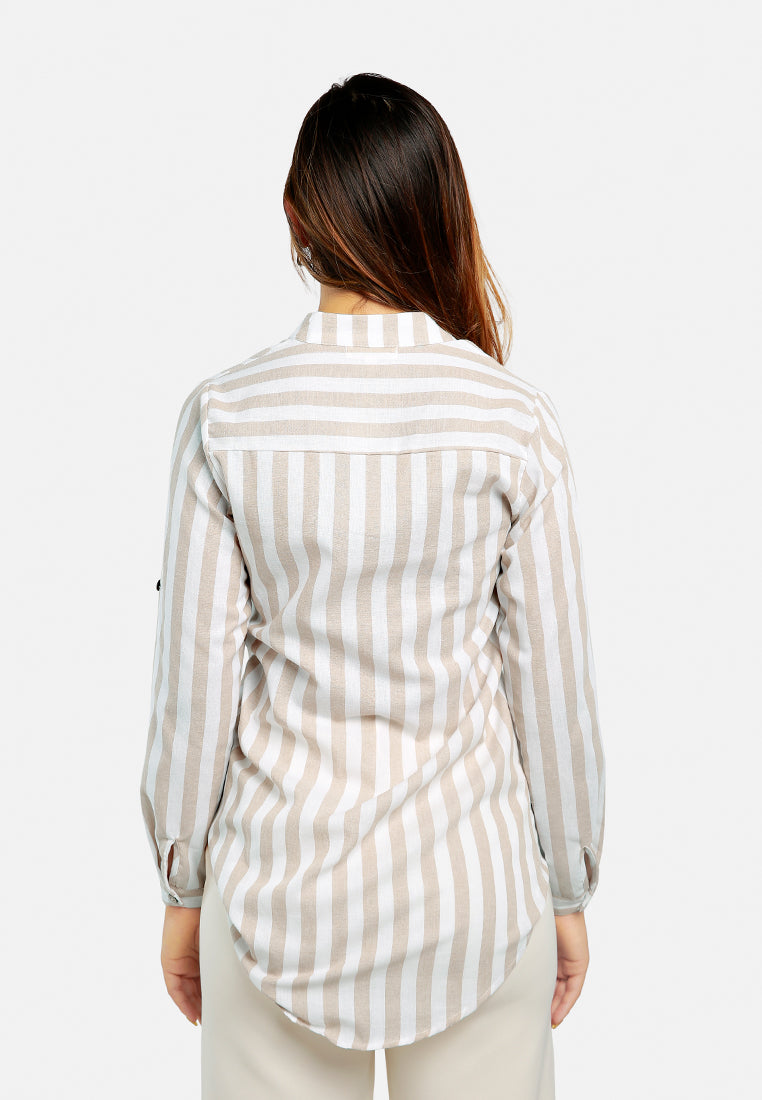 striped long sleeve shirt#color_beige