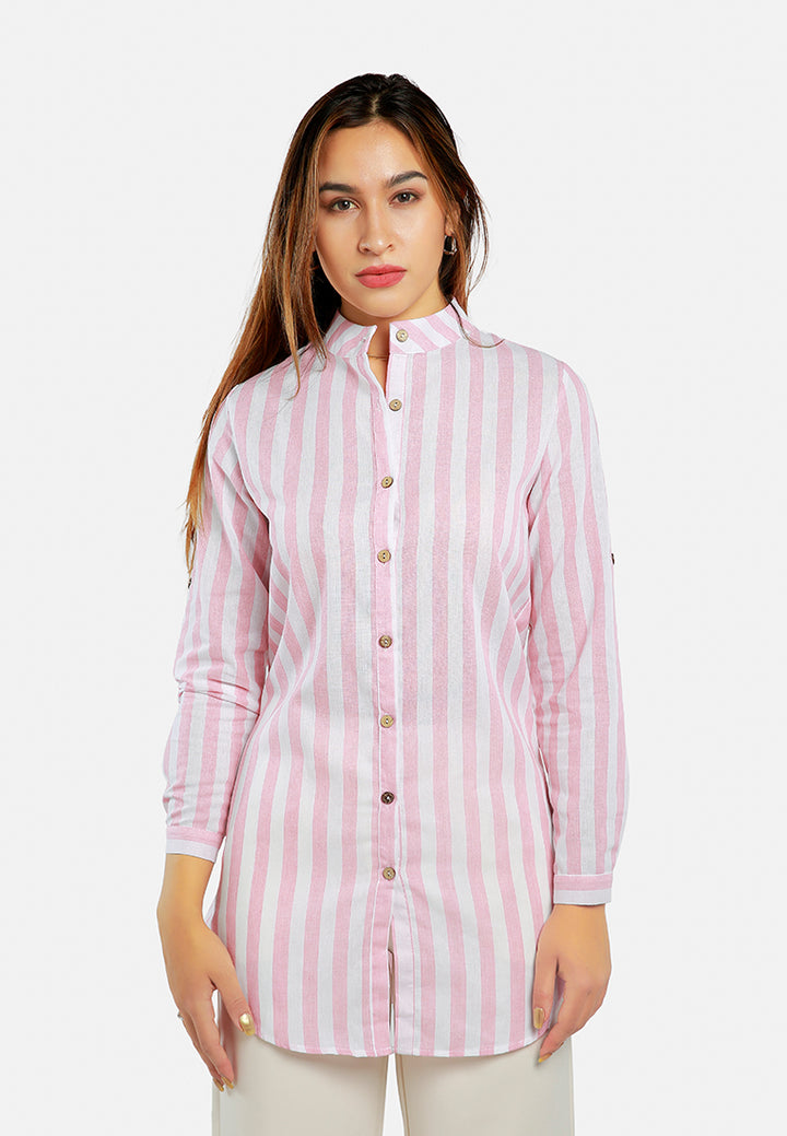 striped long sleeve shirt#color_pink