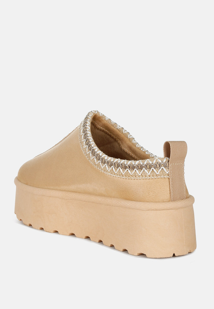 embroidered platform fur classic slip-on by ruw#color_beige