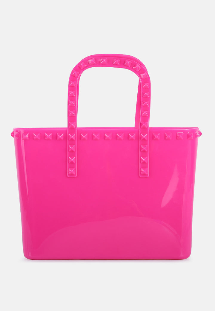 studded jelly candy tote#color_fuchsia