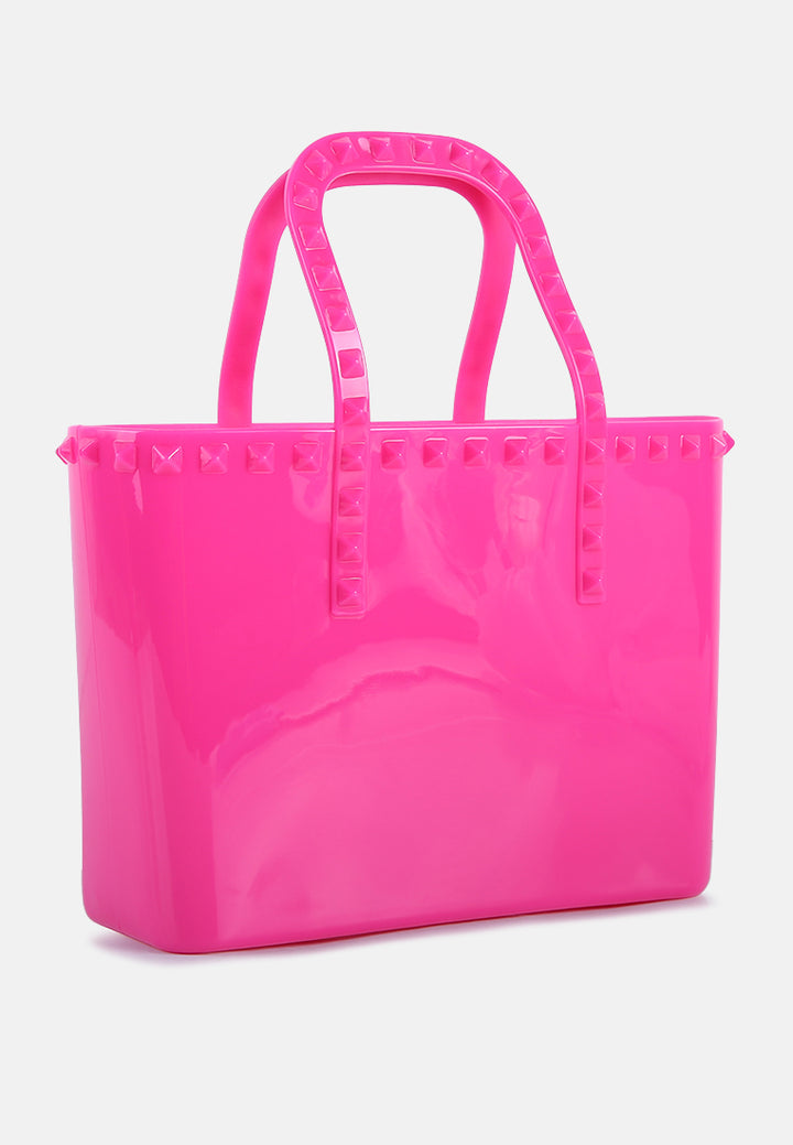 studded jelly candy tote#color_fuchsia