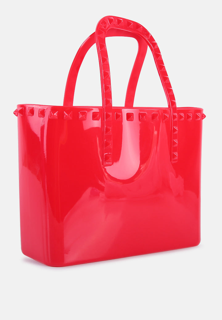 studded jelly candy tote#color_red