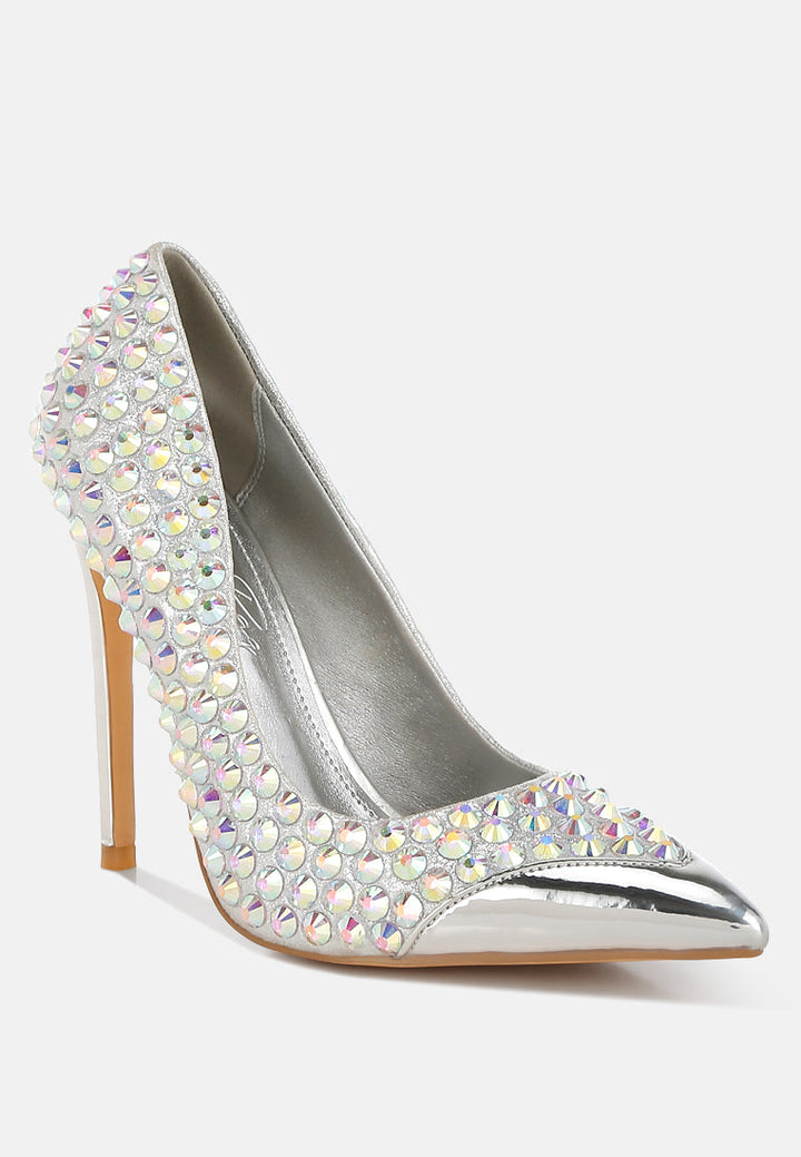 diamante embellished stiletto pumps by ruw#color_silver