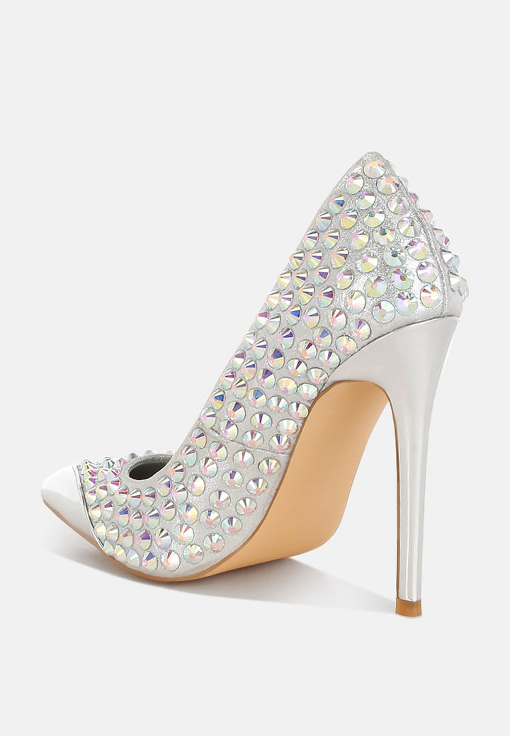 diamante embellished stiletto pumps by ruw#color_silver