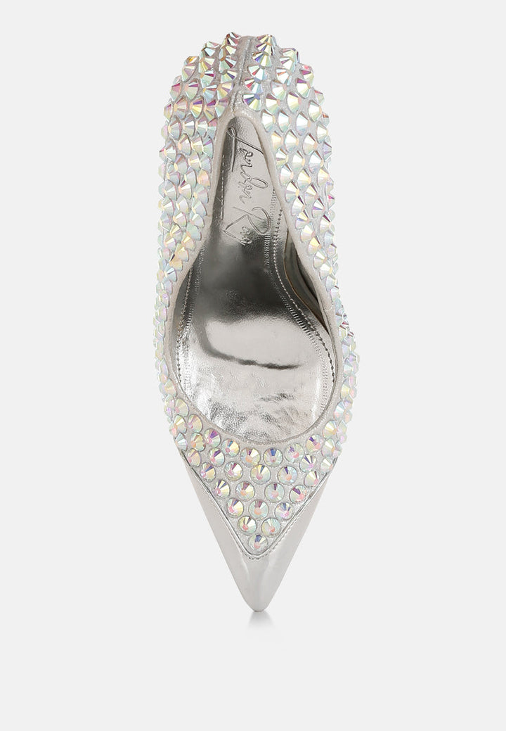 diamante embellished stiletto pumps by ruw#color_silver