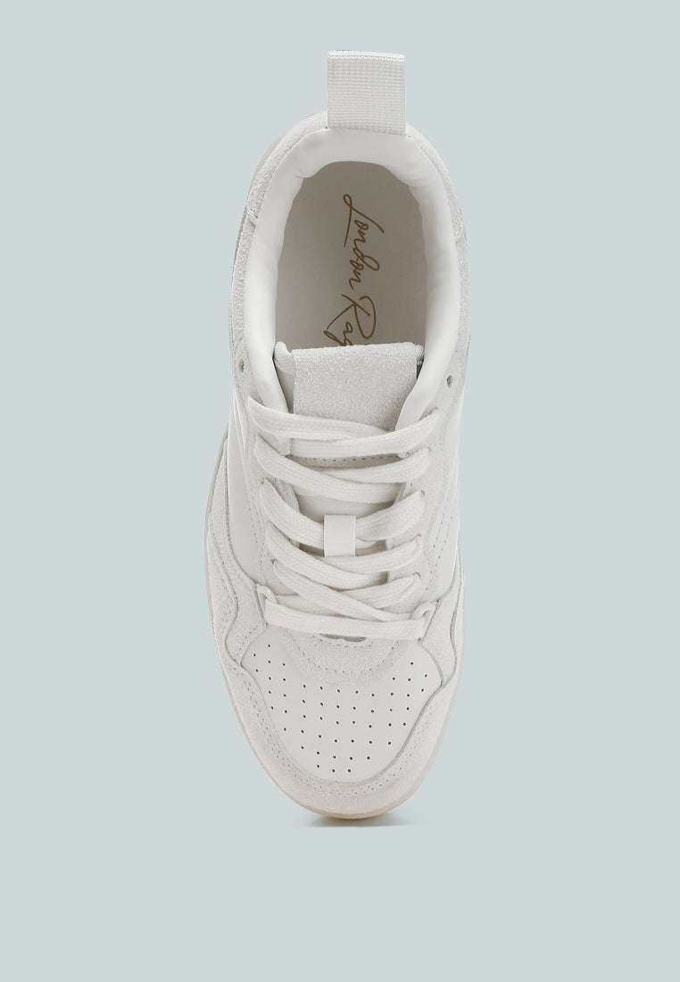 faux leather casual sneakers by ruw#color_white