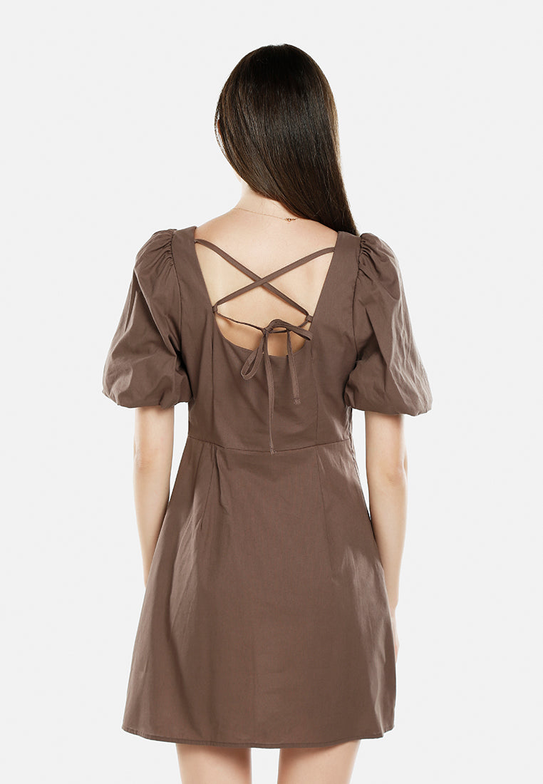 sweetheart neck a-line dress by ruw#color_brown