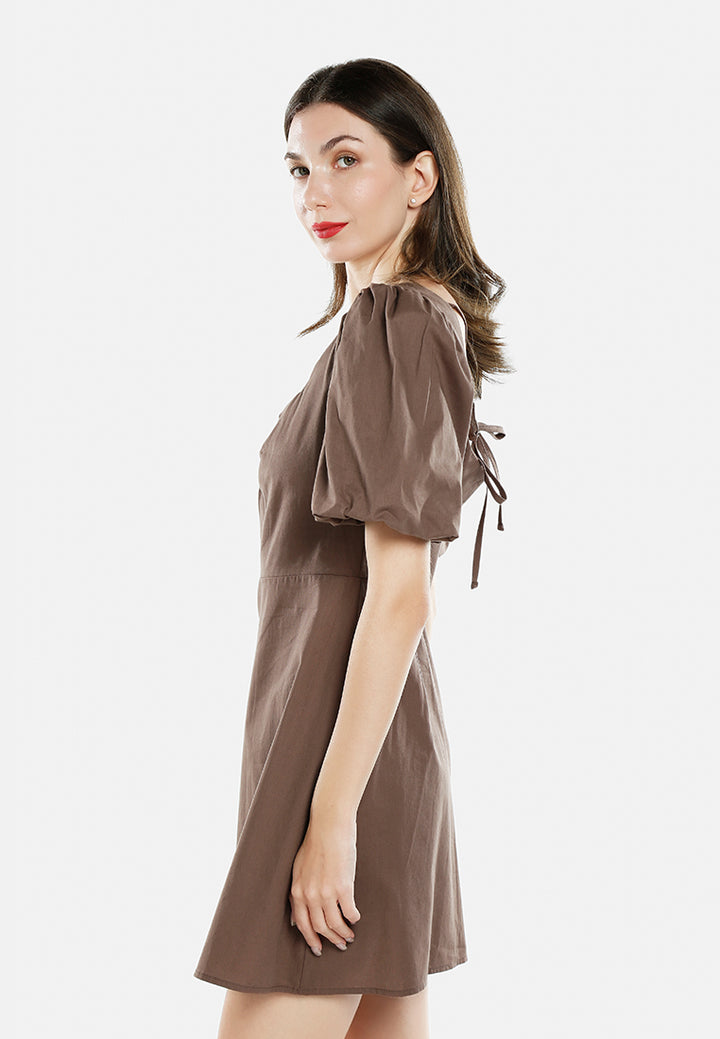 sweetheart neck a-line dress by ruw#color_brown