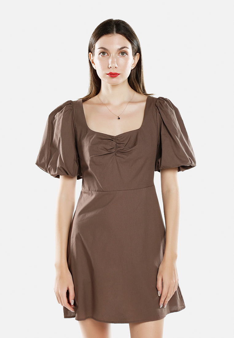 sweetheart neck a-line dress by ruw#color_brown