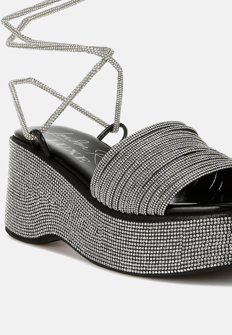 rhinestone embellished lace-up sandals by ruw#color_black