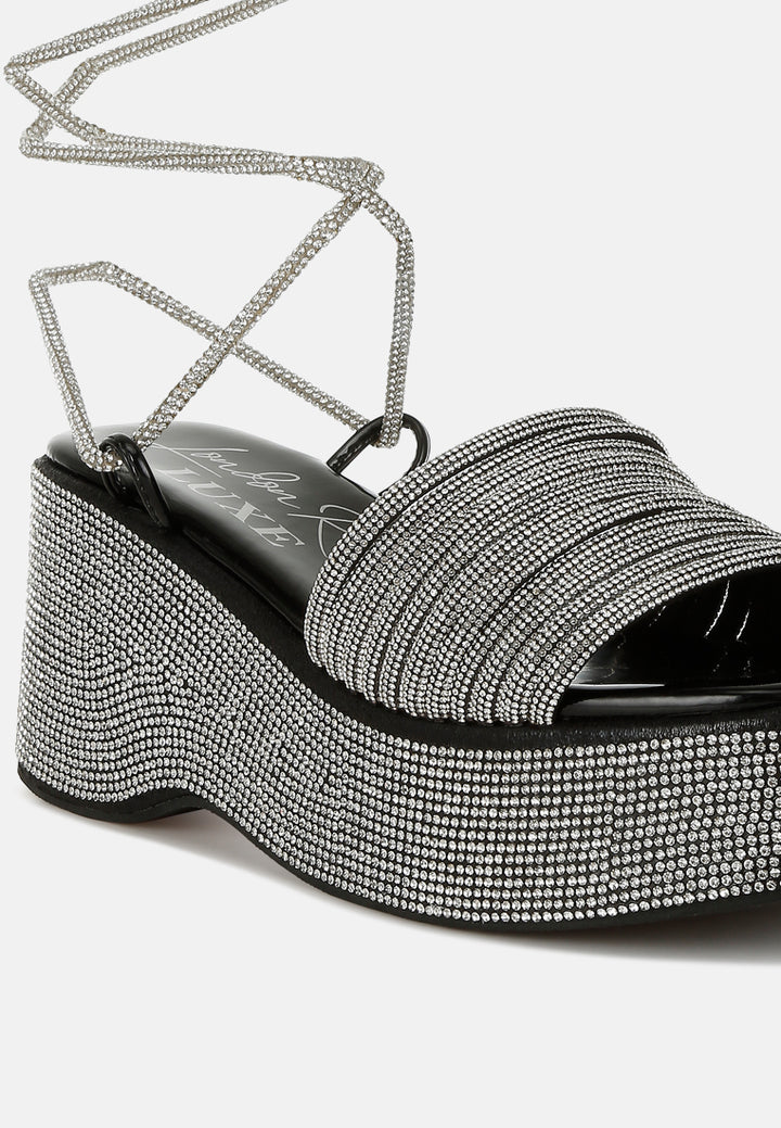 rhinestone embellished lace-up sandals by ruw#color_black