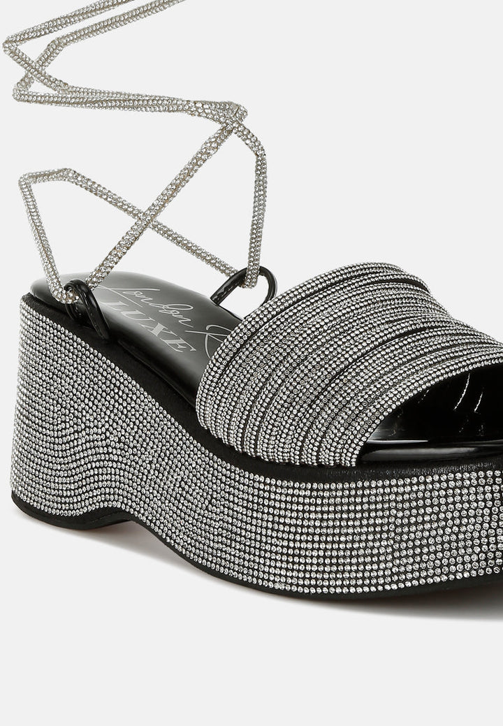 rhinestone embellished lace-up sandals by ruw#color_black
