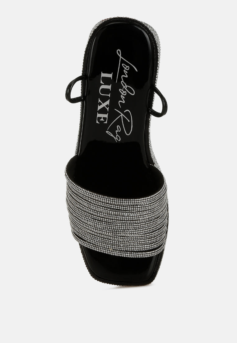 rhinestone embellished lace-up sandals by ruw#color_black